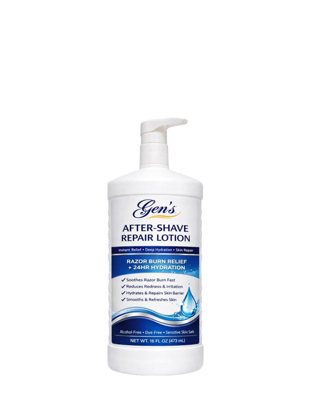 GEN Men's After-Shave Repair Lotion – Instant Razor Burn Relief, 16 Ounces